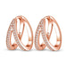 925 Sterling Silver Rose Gold Heart Geometric Pave Cz Hoop