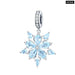 925 Sterling Silver Round Beads Snowflake Charms Pendant