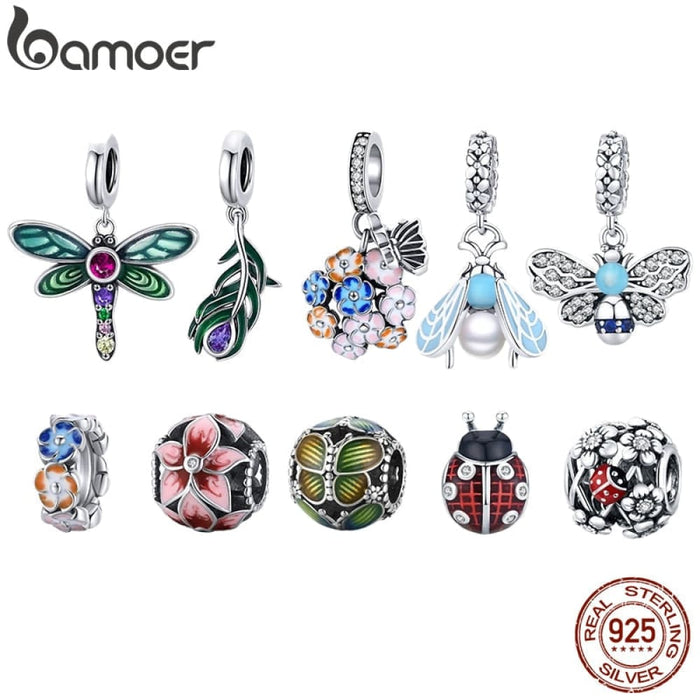 925 Sterling Silver Shiny Dragonfly Charm For Diy Bracelet