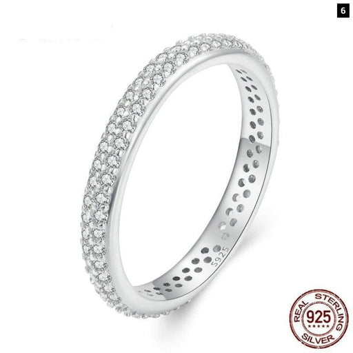 925 Sterling Silver Shiny Zircon Finger Ring Simple