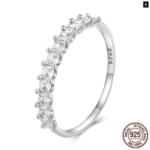 925 Sterling Silver Shiny Zircon Finger Ring For Women