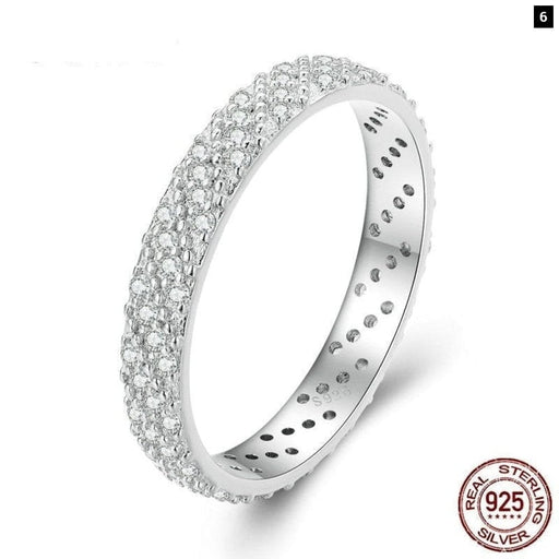 925 Sterling Silver Shiny Zircon Wide Ring Simple Eternity