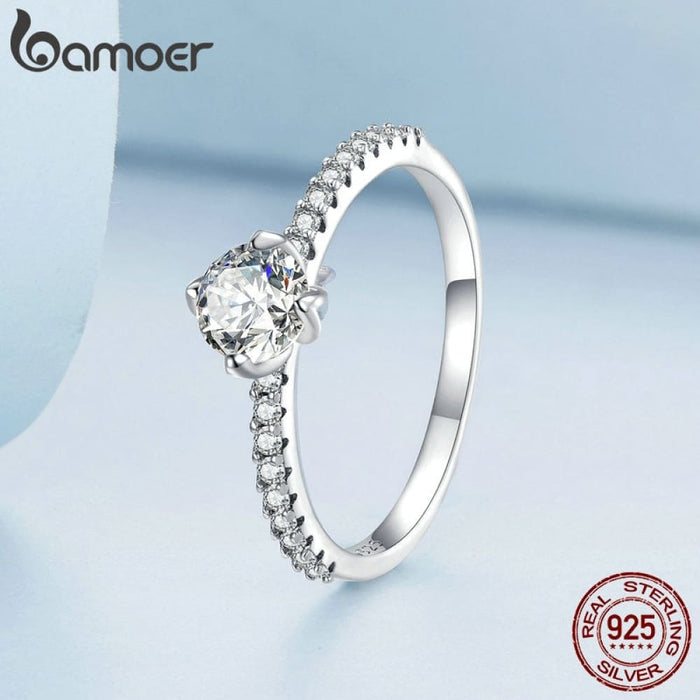 925 Sterling Silver Simple Zircon Ring For Women