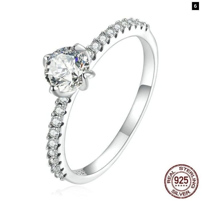 925 Sterling Silver Simple Zircon Ring For Women