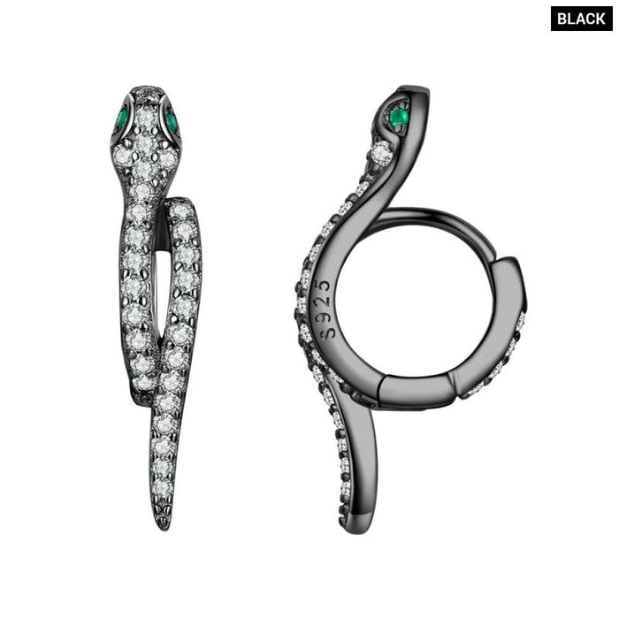 925 Sterling Silver 3d Snake Earrings For Women