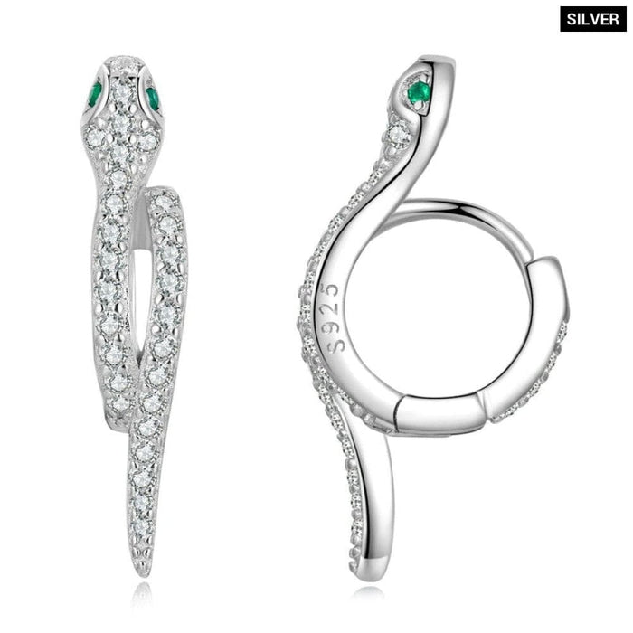 925 Sterling Silver 3d Snake Earrings For Women