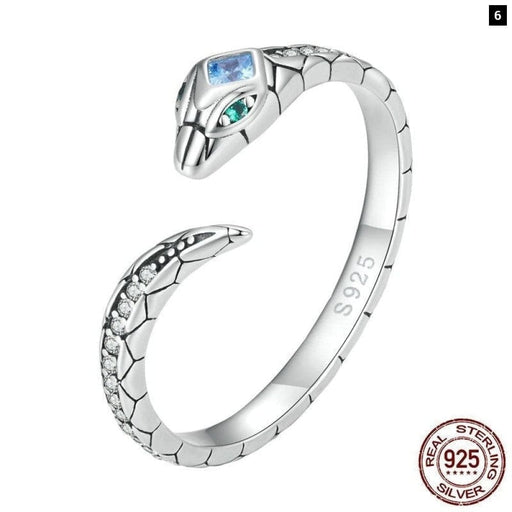 925 Sterling Silver Snake Shape Finger Ring Animal