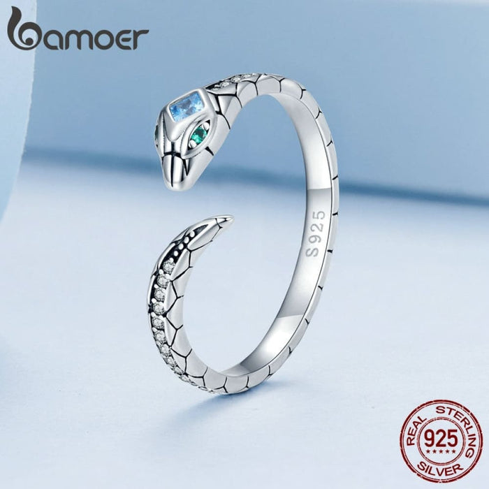 925 Sterling Silver Snake Shape Finger Ring Animal