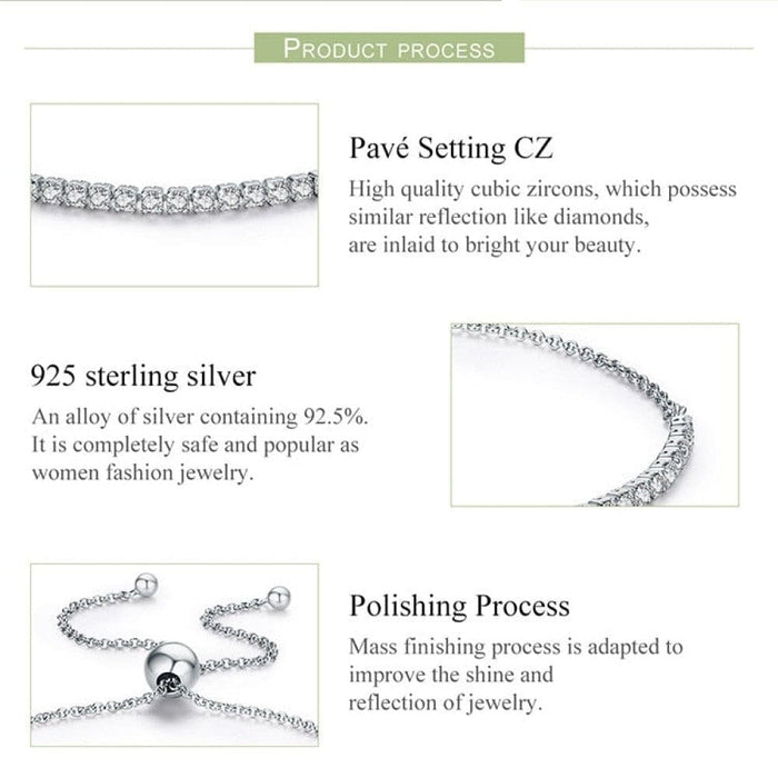 925 Sterling Silver Sparkling Strand Bracelet For Women