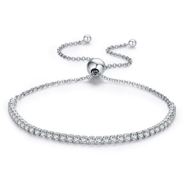 925 Sterling Silver Sparkling Strand Bracelet For Women