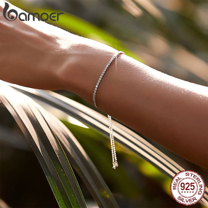 925 Sterling Silver Sparkling Strand Bracelet For Women