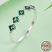 925 Sterling Silver Stackable Square Green Cz Finger Rings