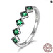 925 Sterling Silver Stackable Square Green Cz Finger Rings