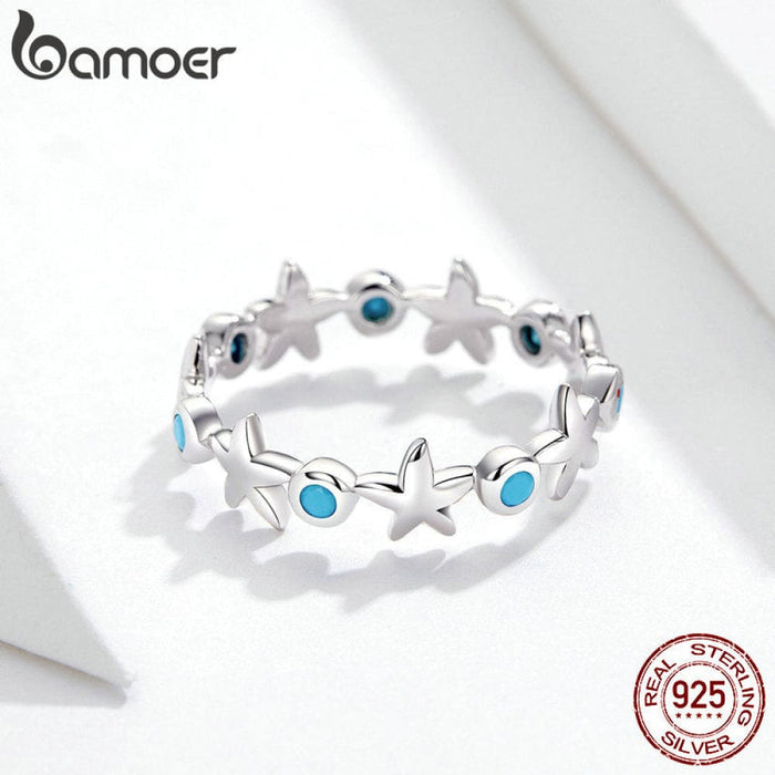 925 Sterling Silver Stackable Starfish Finger Ring Solid