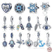 925 Sterling Silver Star Charms Beads Shiny Blue Zircon