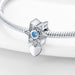 925 Sterling Silver Star Charms Beads Shiny Blue Zircon