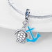 925 Sterling Silver Star Charms Beads Shiny Blue Zircon