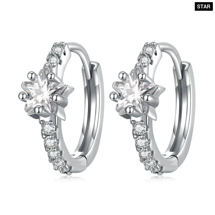 925 Sterling Silver Star Zircon Ear Clips For Women