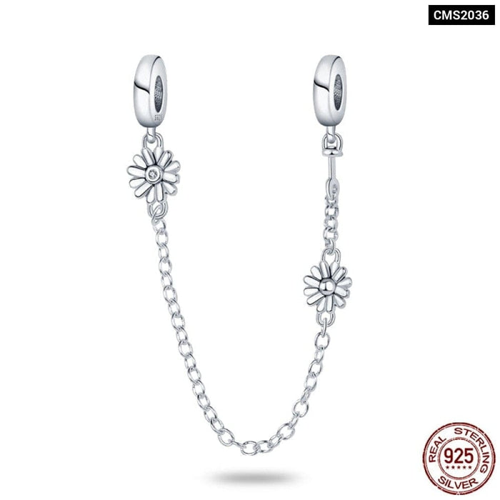 925 Sterling Silver Stars & Moon Sunflower Safety Chains