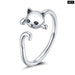 925 Sterling Silver Sticky Cat With Long Tail Adjustable