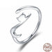 925 Sterling Silver Sticky Cat With Long Tail Adjustable