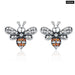 925 Sterling Silver Bee Story Clear Cz Exquisite Stud