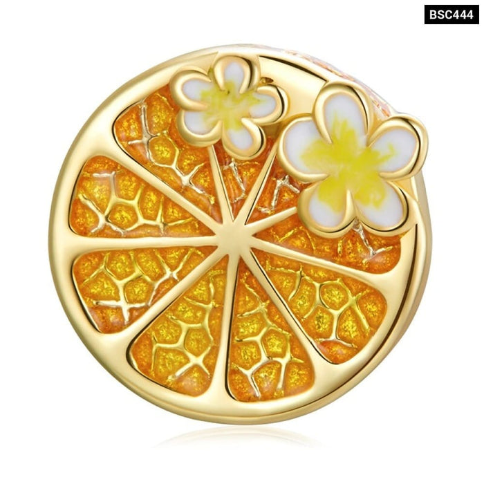 925 Sterling Silver Summer Fruit Charm Apple Avocado Orange