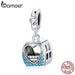 925 Sterling Silver Travel London Charm Pink Cable Car