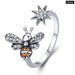 925 Sterling Silver Trendy Bee & Daisy Flower Finger Rings