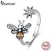 925 Sterling Silver Trendy Bee & Daisy Flower Finger Rings