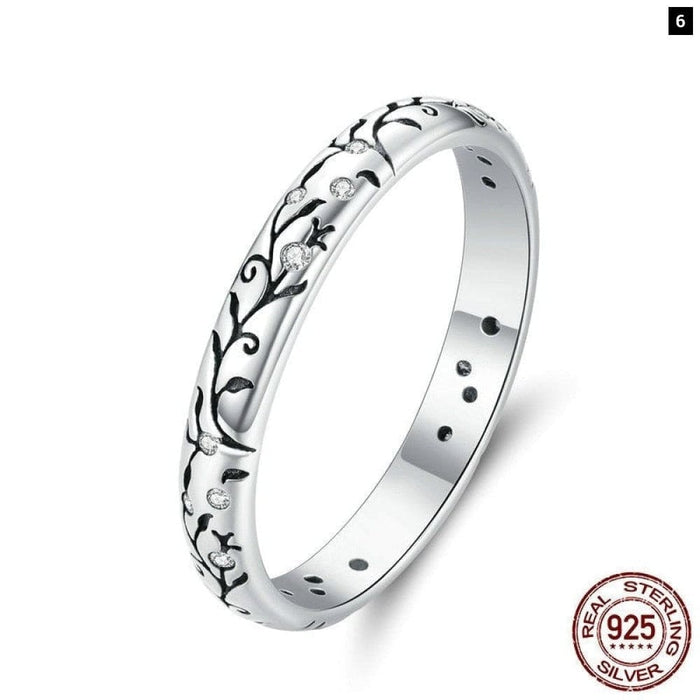 925 Sterling Silver Vine Pattern Finger Rings For Women