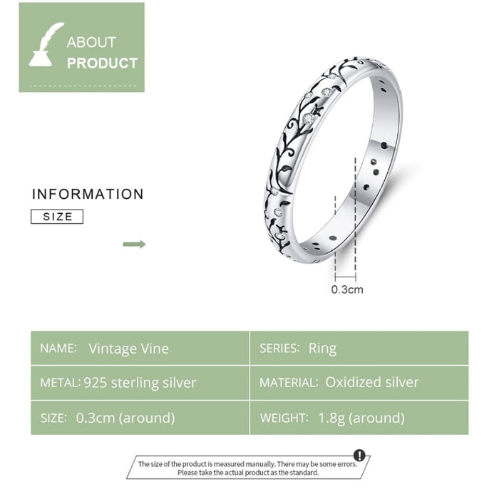 925 Sterling Silver Vine Pattern Finger Rings For Women