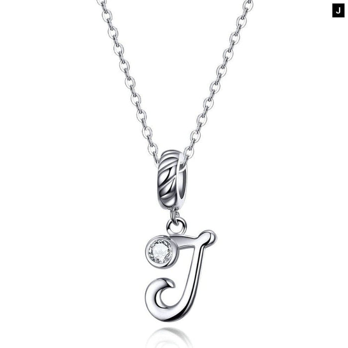 925 Sterling Silver Vintage Letter a To z Pendant Necklace