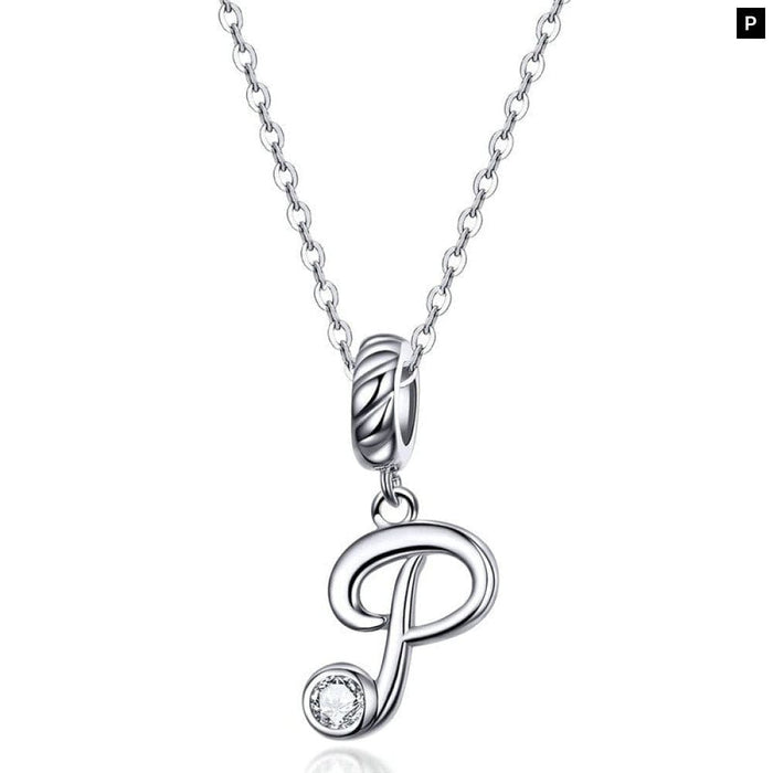 925 Sterling Silver Vintage Letter a To z Pendant Necklace