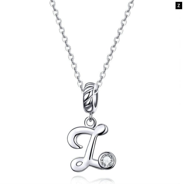 925 Sterling Silver Vintage Letter a To z Pendant Necklace