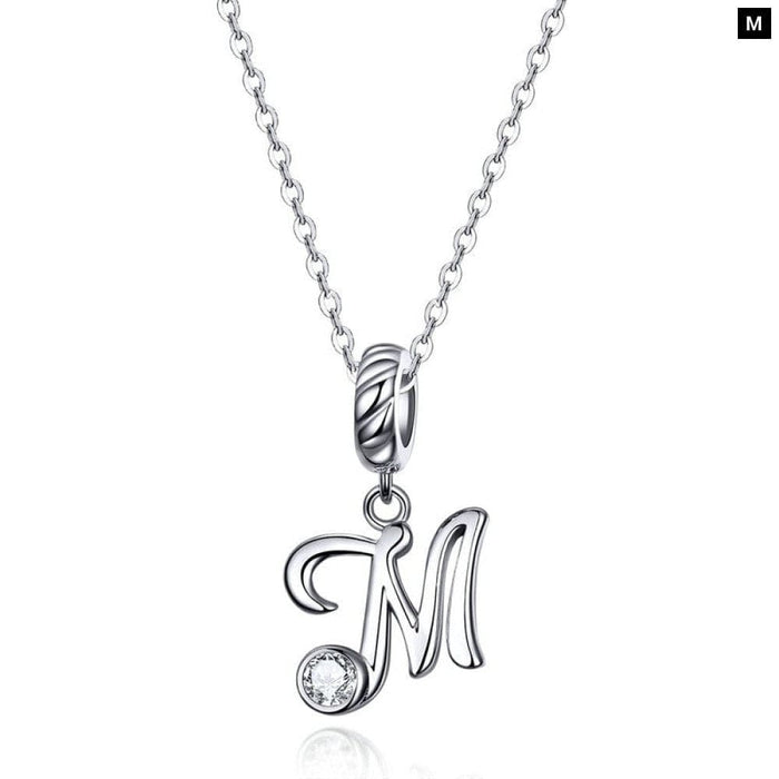 925 Sterling Silver Vintage Letter a To z Pendant Necklace