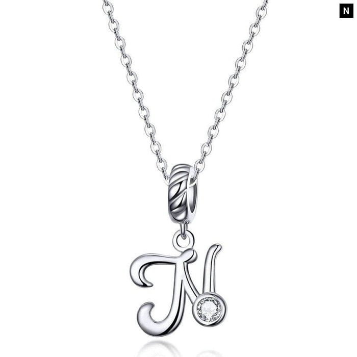 925 Sterling Silver Vintage Letter a To z Pendant Necklace