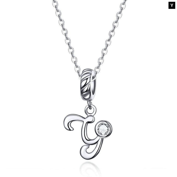 925 Sterling Silver Vintage Letter a To z Pendant Necklace