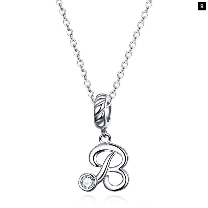 925 Sterling Silver Vintage Letter a To z Pendant Necklace