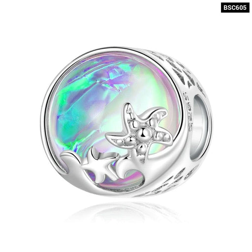 925 Sterling Silver Waves Glaze Spacer Beads Crystal Ball