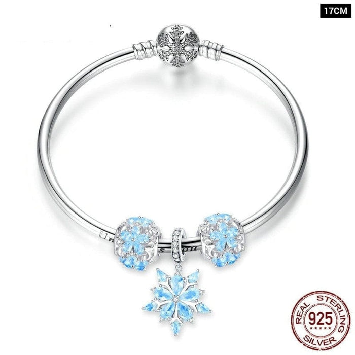 925 Sterling Silver Winter Snowflake Princess Bangle