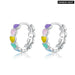 925 Sterling Silver Women Rainbow Trend Enamel Heart Hoop