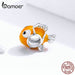 925 Sterling Silver Yellow Enamel Clownfish Metal Charm