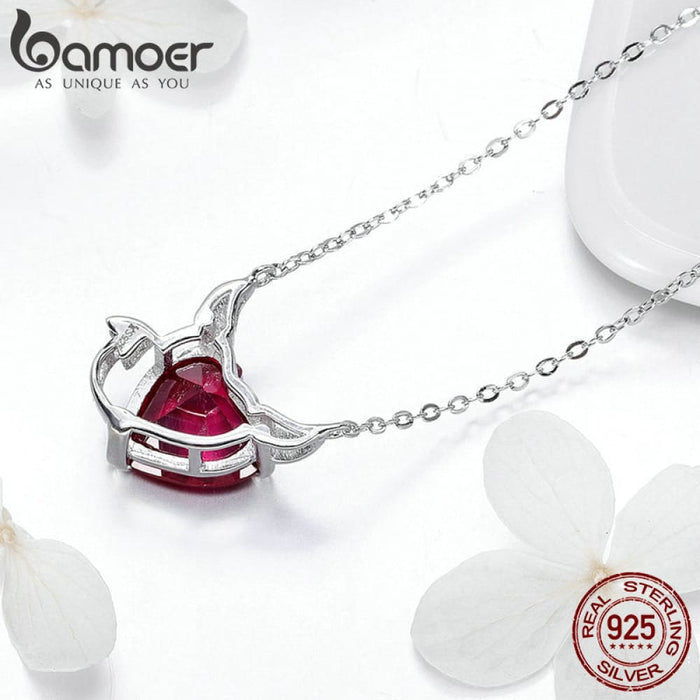 925 Sterling Silver Red Zircon Little Devil Necklace