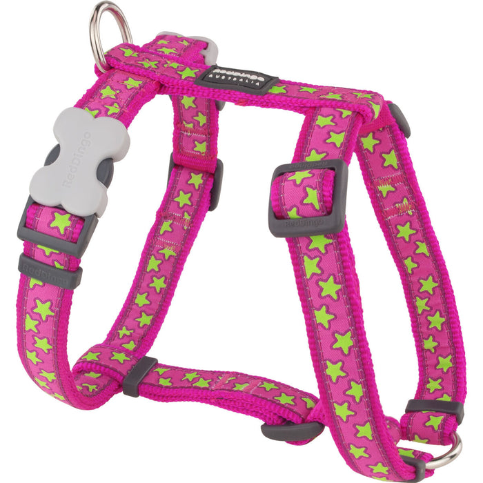 Dog Harness By Red Dingo Style Stars Lime On Hot Pink