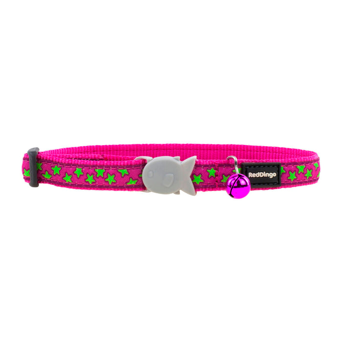 Cat Collar By Red Dingo Stars Lime On Hot Pink