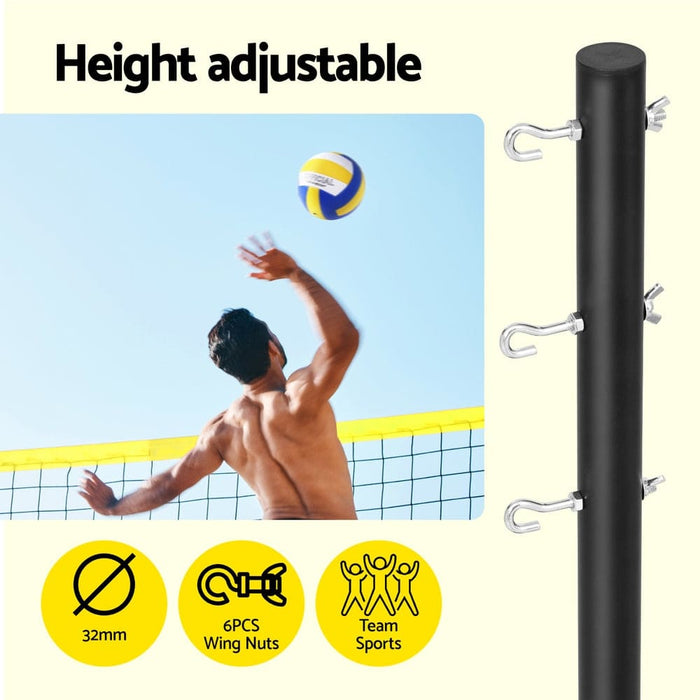 9m Portable Volleyball Net Set With Ball Boundary Lines