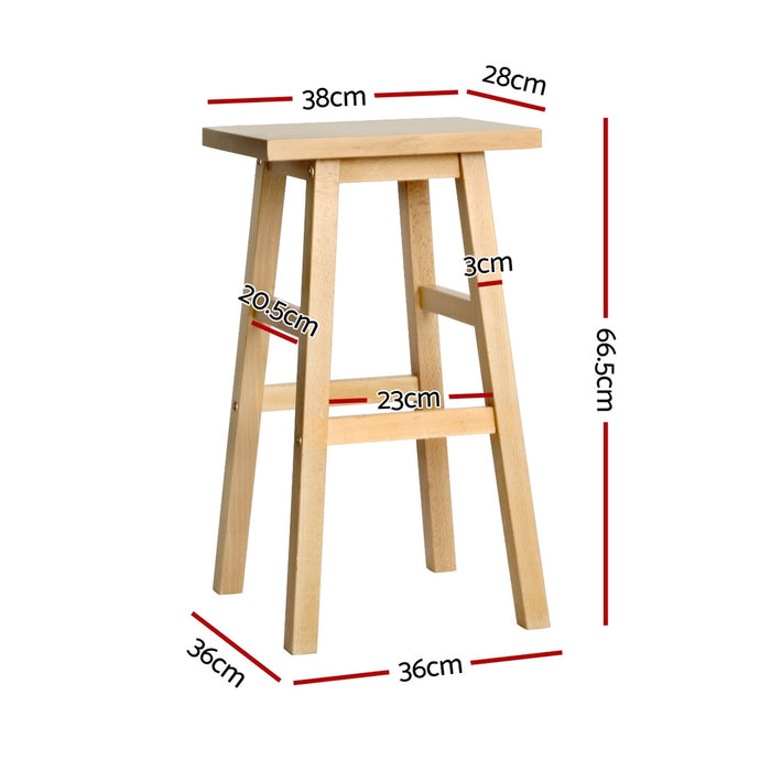 4X Bar Stools Kitchen Chairs Wooden Nature