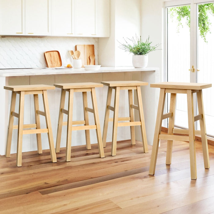 4X Bar Stools Kitchen Chairs Wooden Nature