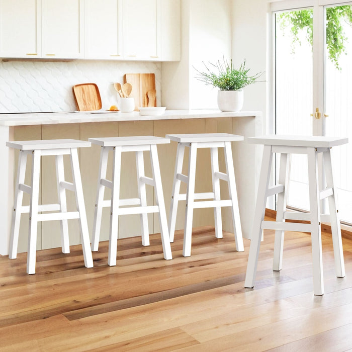 4X Bar Stools Kitchen Chairs Wooden White